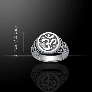 Enliven the sacred sound of OM~ Sterling Silver Jewelry Large Ring TR1658 - Jewelry